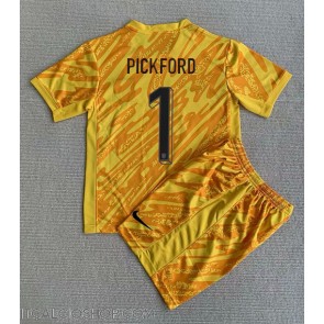 Inghilterra Jordan Pickford #1 Portiere Prima Maglia Bambino Europei 2024 Manica Corta (+ Pantaloni corti)